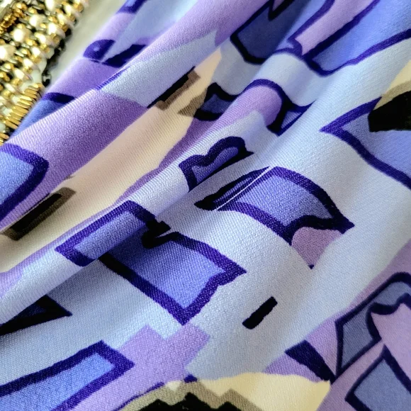 Scoop Drape Neck ALFANI Dress Womens XL Cap Sleeves Stretch Blue Black Purple - Picture 6 of 13